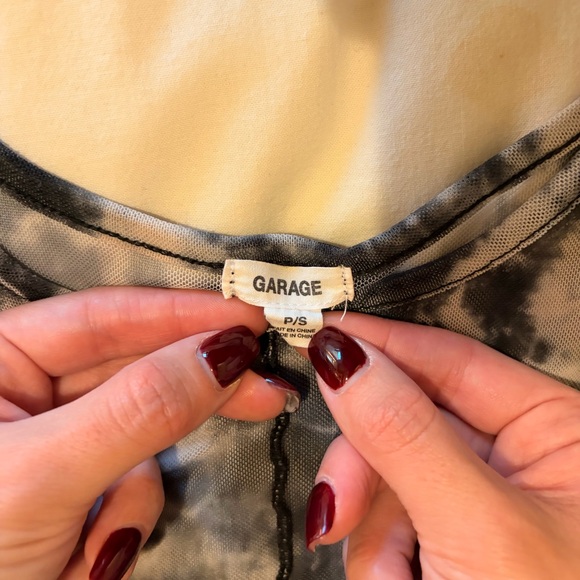 Garage Black and Gray Tie-Dye Sheer Crop Top - Picture 2 of 2